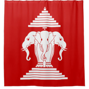 Erawan Dreiköpfiger Elefant Laos / Laotische Flagg Duschvorhang