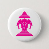 Erawan Pink Three Headed Elephant Lao / Laos Flag Button (Vorderseite)