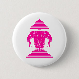 Erawan Pink Three Headed Elephant Lao / Laos Flag Button
