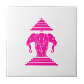 Erawan Pink Three Headed Elephant Lao / Laos Flag Fliese (Vorderseite)