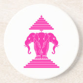 Erawan Pink Three Headed Elephant Lao / Laos Flag Getränkeuntersetzer (Vorne)