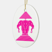 Erawan Pink Three Headed Elephant Lao / Laos Flag Keramik Ornament (Links)