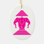 Erawan Pink Three Headed Elephant Lao / Laos Flag Keramik Ornament (Hinten)