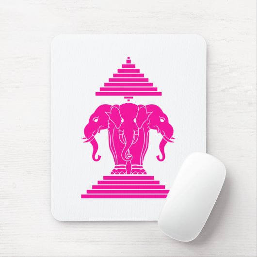Erawan Pink Three Headed Elephant Lao / Laos Flag Mousepad (Mit Mouse)