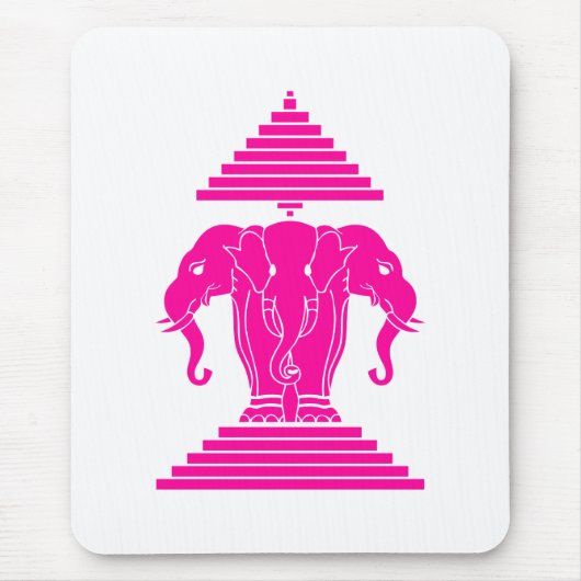 Erawan Pink Three Headed Elephant Lao / Laos Flag Mousepad (Vorne)