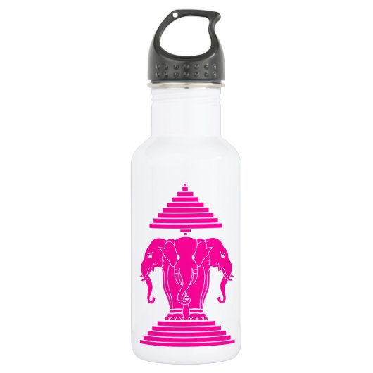 Erawan Pink Three Headed Elephant Lao / Laos Flag Trinkflasche (Vorderseite)