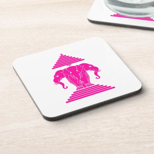 Erawan Pink Three Headed Elephant Lao / Laos Flag Untersetzer (Linke Seite)