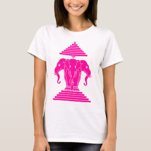 Erawan Rosa drei ging ElefantLao/Laos-Flagge voran T-Shirt