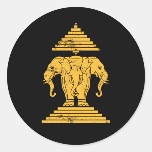 Erawan Sabaidi Greeting 3 Headed Elephant Kingdom Runder Aufkleber (Vorderseite)