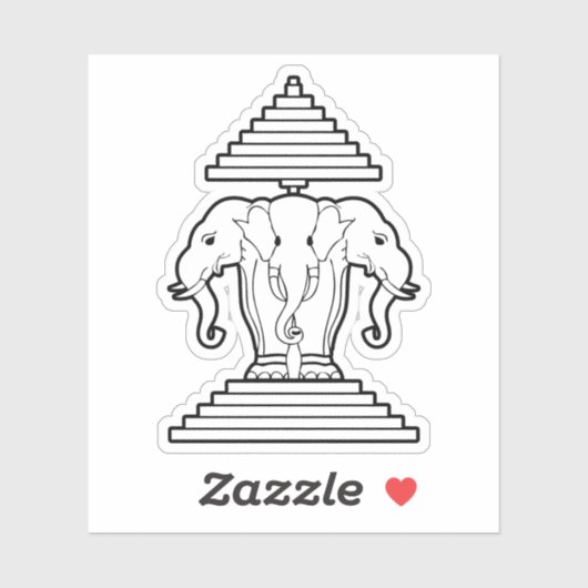 Erawan Three Headed Elephant Lao / Laos Flag Aufkleber (Blatt)
