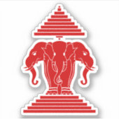 Erawan Three Headed Elephant Lao / Laos Flag Aufkleber (Vorderseite)