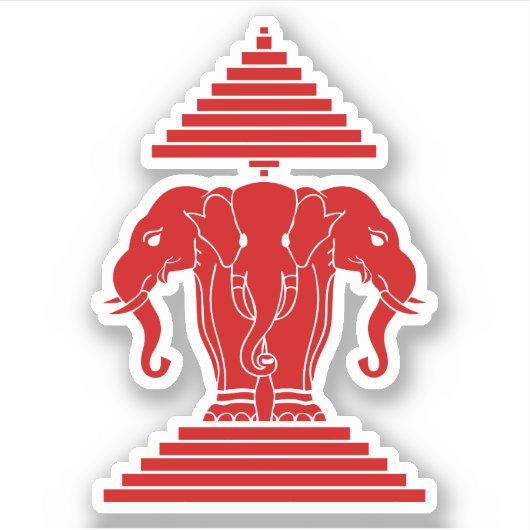 Erawan Three Headed Elephant Lao / Laos Flag Aufkleber (Vorderseite)