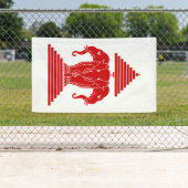 Erawan Three Headed Elephant Lao / Laos Flag Banner (Insitu)