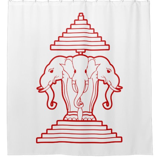 Erawan Three Headed Elephant Lao / Laos Flag Duschvorhang (Vorderseite)