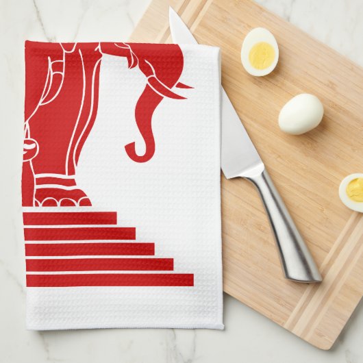 Erawan Three Headed Elephant Lao / Laos Flag Geschirrtuch (Viertel Falte)