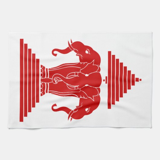 Erawan Three Headed Elephant Lao / Laos Flag Geschirrtuch (Horizontal)