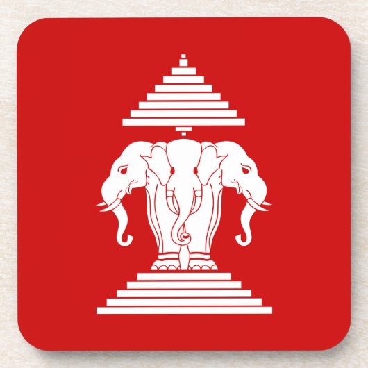Erawan Three Headed Elephant Lao / Laos Flag Getränkeuntersetzer (Vorderseite)