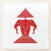 Erawan Three Headed Elephant Lao / Laos Flag Glasuntersetzer (Vorderseite)