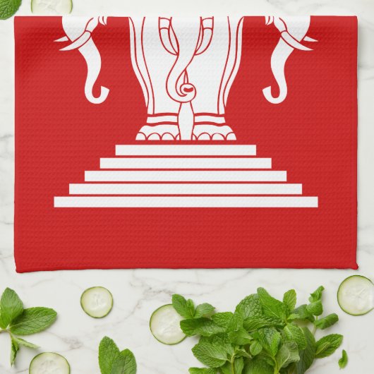 Erawan Three Headed Elephant Lao / Laos Flag Handtuch (Gefaltet)