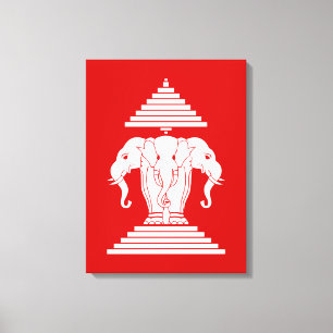 Erawan Three Headed Elephant Lao / Laos Flag Leinwanddruck