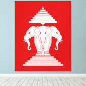 Erawan Three Headed Elephant Lao / Laos Flag Leinwanddruck (Insitu (Holzboden))
