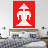 Erawan Three Headed Elephant Lao / Laos Flag Leinwanddruck (Insitu (Schlafzimmer))