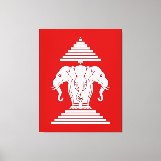 Erawan Three Headed Elephant Lao / Laos Flag Leinwanddruck (Vorderseite)