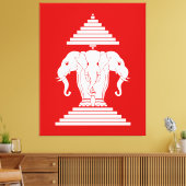 Erawan Three Headed Elephant Lao / Laos Flag Leinwanddruck (Insitu (Wohnzimmer))
