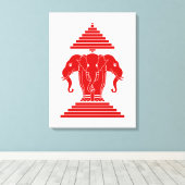 Erawan Three Headed Elephant Lao / Laos Flag Leinwanddruck (Insitu (Holzboden))