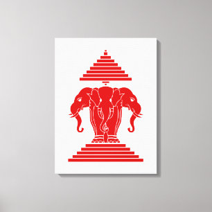 Erawan Three Headed Elephant Lao / Laos Flag Leinwanddruck
