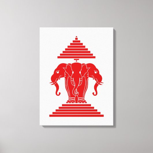 Erawan Three Headed Elephant Lao / Laos Flag Leinwanddruck (Vorderseite)