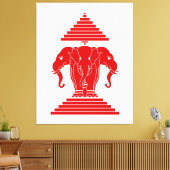 Erawan Three Headed Elephant Lao / Laos Flag Leinwanddruck (Insitu (Wohnzimmer))