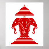 Erawan Three Headed Elephant Lao / Laos Flag Poster (Vorne)