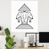 Erawan Three Headed Elephant Lao / Laos Flag Poster (Heimbüro)