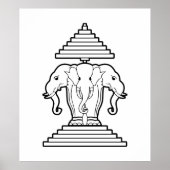 Erawan Three Headed Elephant Lao / Laos Flag Poster (Vorne)