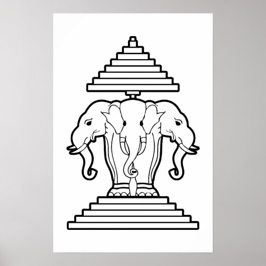 Erawan Three Headed Elephant Lao / Laos Flag Poster (Vorne)