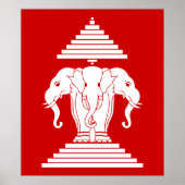 Erawan Three Headed Elephant Lao / Laos Flag Poster (Vorne)