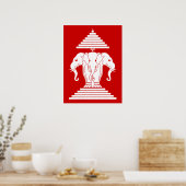 Erawan Three Headed Elephant Lao / Laos Flag Poster (Küche)