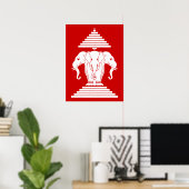 Erawan Three Headed Elephant Lao / Laos Flag Poster (Heimbüro)
