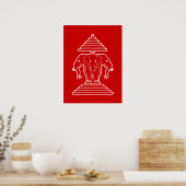 Erawan Three Headed Elephant Lao / Laos Flag Poster (Küche)