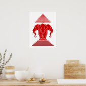 Erawan Three Headed Elephant Lao / Laos Flag Poster (Küche)