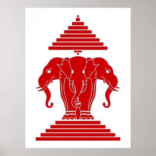 Erawan Three Headed Elephant Lao / Laos Flag Poster (Vorne)