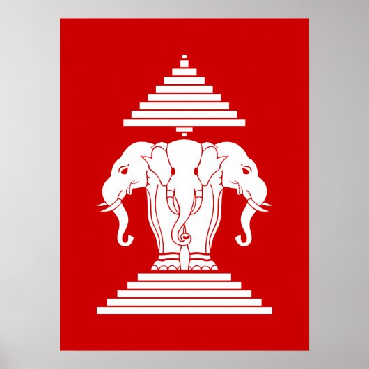 Erawan Three Headed Elephant Lao / Laos Flag Poster (Vorne)