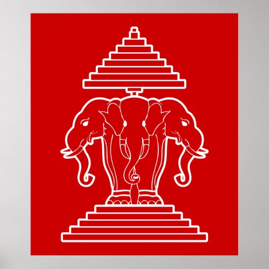 Erawan Three Headed Elephant Lao / Laos Flag Poster (Vorne)