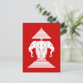 Erawan Three Headed Elephant Lao / Laos Flag Postkarte (Stehend Vorderseite)