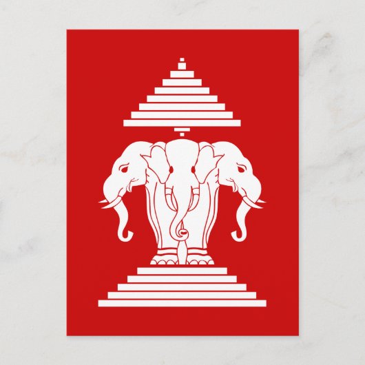 Erawan Three Headed Elephant Lao / Laos Flag Postkarte (Vorderseite)