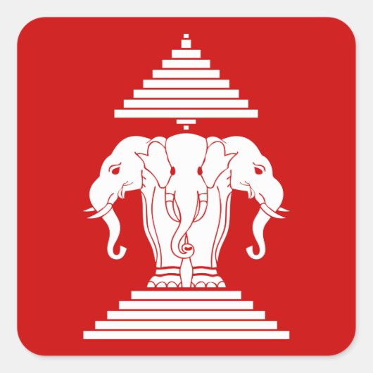 Erawan Three Headed Elephant Lao / Laos Flag Quadratischer Aufkleber (Vorderseite)