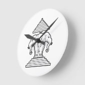 Erawan Three Headed Elephant Lao / Laos Flag Runde Wanduhr (Winkel)