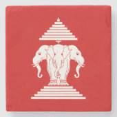 Erawan Three Headed Elephant Lao / Laos Flag Steinuntersetzer (Vorderseite)