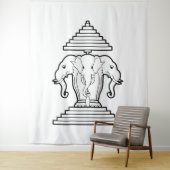 Erawan Three Headed Elephant Lao / Laos Flag Wandteppich (Beispiel)